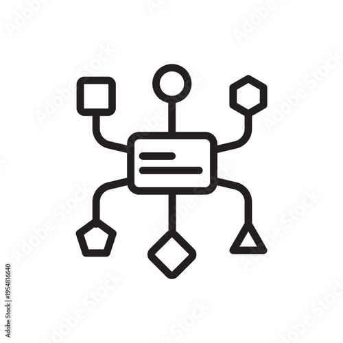 Workflow Integration Network Line Icon. Connected System Outline Vector