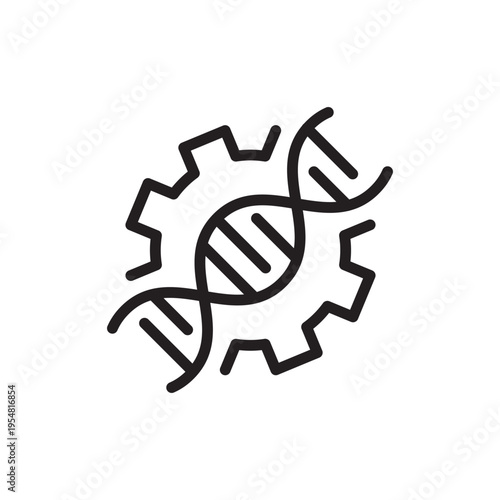 DNA Gear Line Icon. Biotechnology Automation Outline Vector