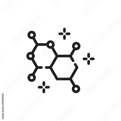 Molecular Structure Sparkle Line Icon. Chemistry Innovation Outline Vector
