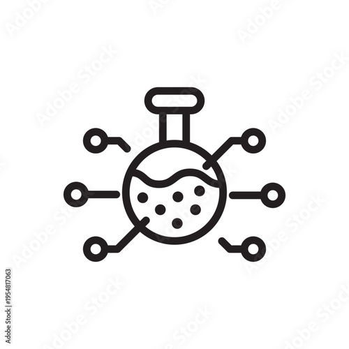 Biotech Analysis Network Line Icon. Laboratory Science Outline Vector
