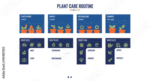 Plant Care Routine Infographic: Watering, Pruning, Fertilizing, Repotting