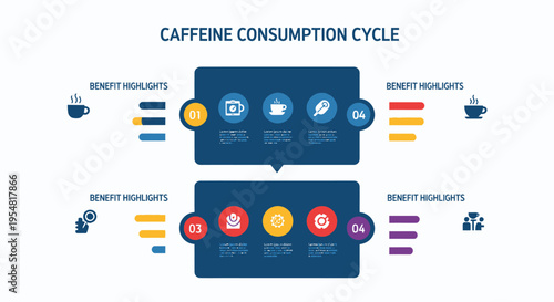 Caffeine Consumption Cycle Infographic: Energy, Focus, Mood & Sleep Stages
