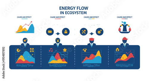 Energy Flow in Ecosystem Infographic: Diagrams, Charts, and Icons