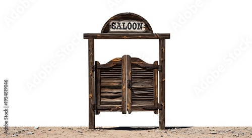Western saloon entrance with transparent background