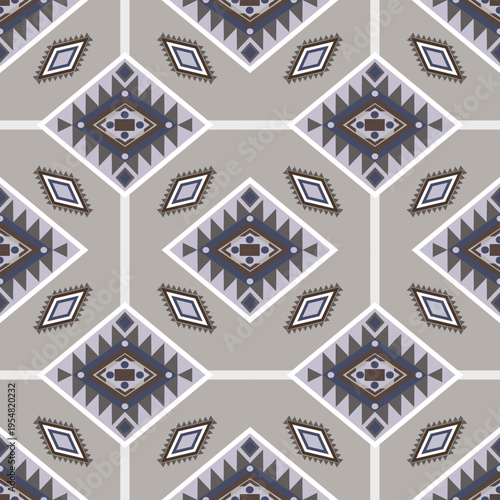 Tribal vector ornament. Seamless African pattern. Ethnic carpet with chevrons. Aztec style. Geometric mosaic on the tile, majolica. Ancient interior. Wallpapers, tiles, and textiles.