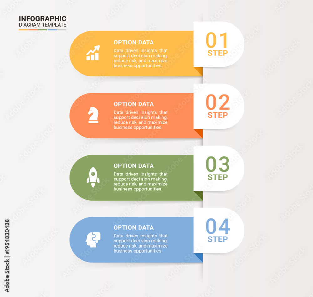 Fototapeta premium 4 Step Workflow Modern Infographic Template Banner Background