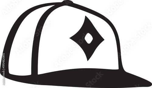 Snapback baseball cap icon vector silhouette for urban streetwear and headwear accessories