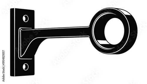Black curtain rod bracket vector isolated on transparent background