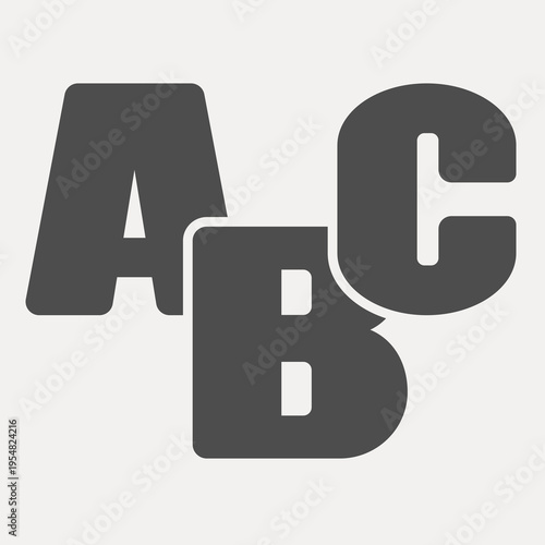 Three letters ABC solid icon, alphabet concept. Vector graphics. Education sign and editable stroke, glyph style icon for mobile or web design.