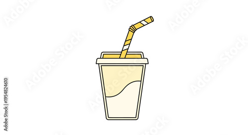 Yellow Drink with Straw in Cup.