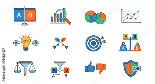 Colorful Set of Business and Marketing Icons for Design.