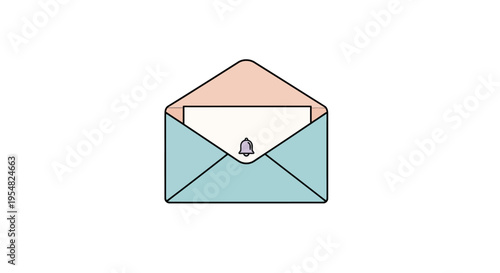 Open blue envelope with paper inside.