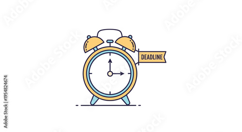 Vintage Style Alarm Clock Illustration.