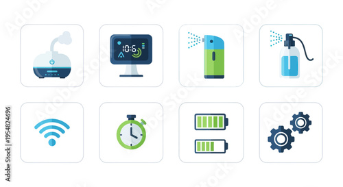 Collection of Modern Technology Icons on White Background.
