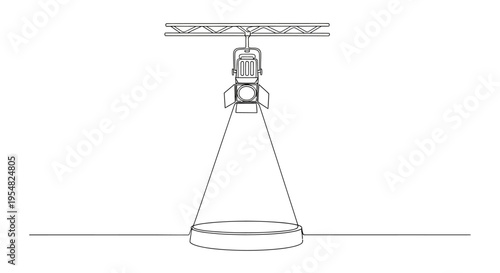 Spotlight illuminating a circular stage or podium, minimalist line art illustration.