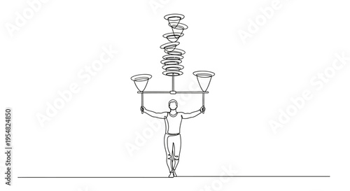 Balancing Act: Person Holding Stacked Plates and Bowls