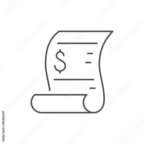 Receipt printout line outline icon