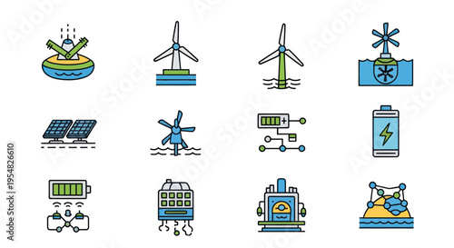 Collection of Renewable Energy and Power Icons.