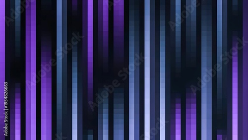 Abstract vertical light bars in purple and blue tones, geometric digital background with gradient stripes and modern tech style pattern.