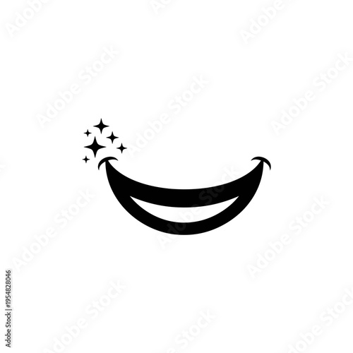 Minimalist Smiling Mouth Icon with Sparkles