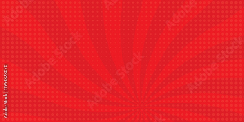 Vector sunburst pattern red halftone design. Vintage paper sunrays illustration. sun beam vector banner design comic burst wallpaper.