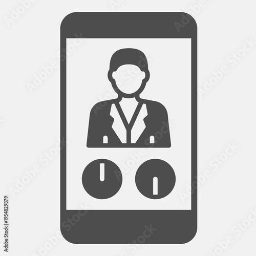 Voter on smartphone solid icon, democracy day concept. Vector graphics. Screen with voting buttons sign and editable stroke, glyph style icon for mobile or web design.