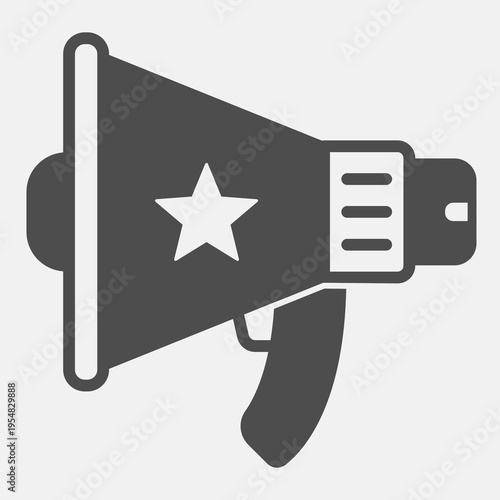Loudspeaker solid icon, democracy day concept. Vector graphics. Megaphone of voter sign and editable stroke, glyph style icon for mobile or web design.