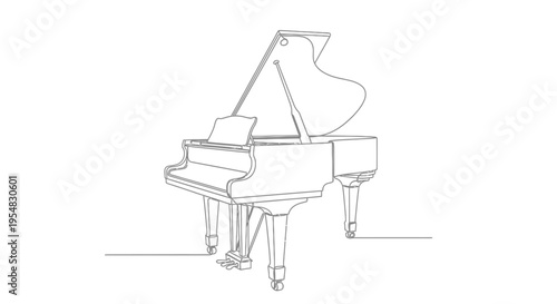 Grand Piano Line Art Drawing