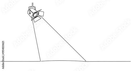 Spotlight beam shining down on a plain surface, minimalist illustration