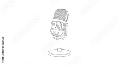 Vintage Microphone Line Art
