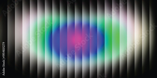 Dark green neon gradient ribbed glass. Vector ribbed glass texture background. Mesh gradient. acrylic ribbed bath surface. Reeded glass background semitransparent overlay. Bath wall window