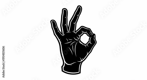 Human Hand Showing OK Gesture with Fingers Signifying Approval or Success on Isolated White Background