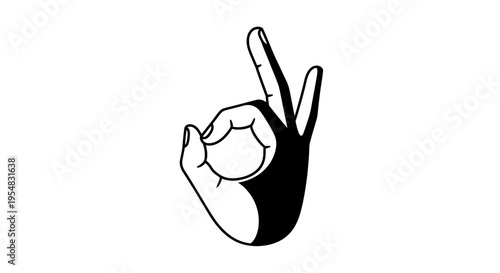 Hand Making an "OK" Gesture Signifying Approval and Success on Isolated White Background