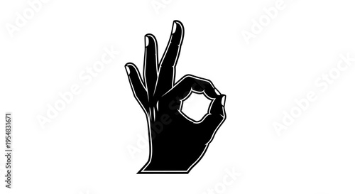 Hand Making an "OK" Gesture Signifying Approval and Positivity on Isolated White Background
