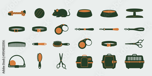 Comprehensive collection of assorted pet supplies for cat and dog care