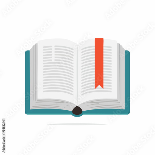 Opened book with a red bookmark vector illustration