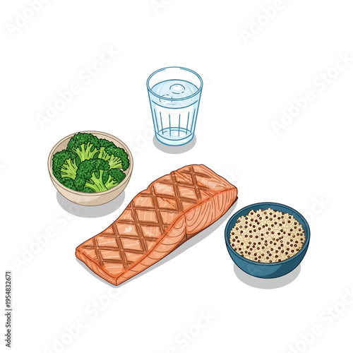 Healthy Grilled Salmon Meal with Broccoli and Quinoa