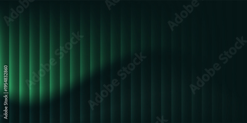 colorful green ribbed glass texture with glossy vertical waves and gradient reflections in abstract background 3d design