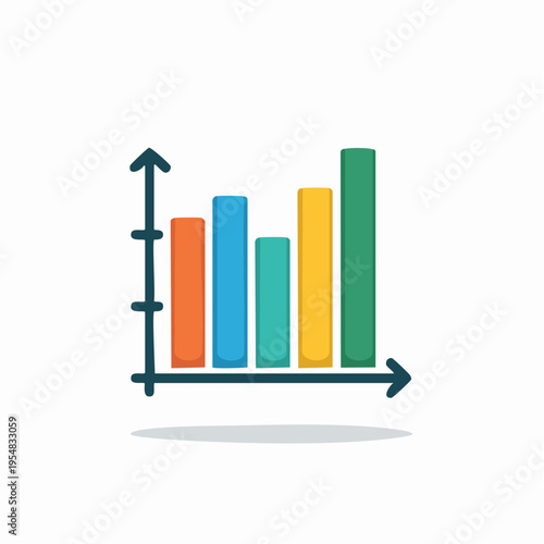 Colorful bar graph chart, statistical data and information graphic illustration.
