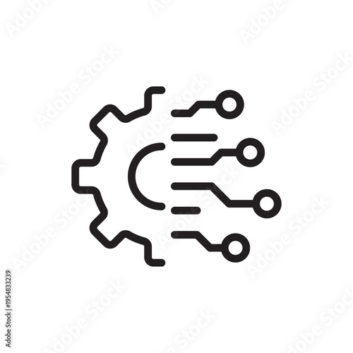 Automation Gear Circuit Line Icon. Smart Technology Outline Vector