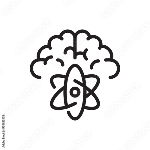 AI Science Brain Line Icon. Research Innovation Outline Vector