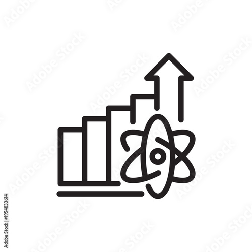 Research Growth Chart Line Icon. Science Analytics Outline Vector