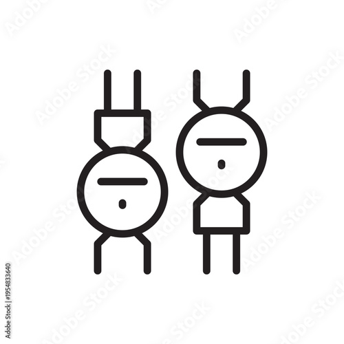 Adapter Pair with Indicator Line Icon. Signal Transmission Outline Vector