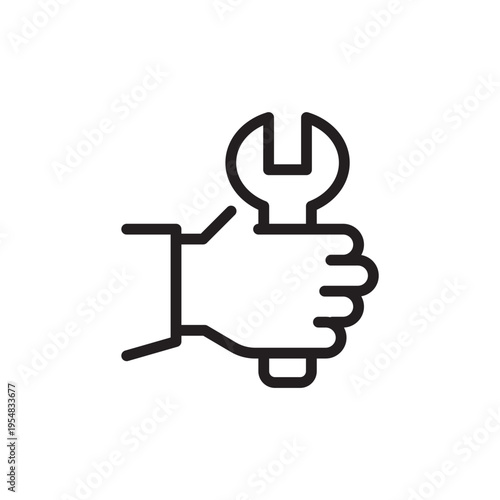 Technical Service Hand Line Icon. Repair Support Outline Vector
