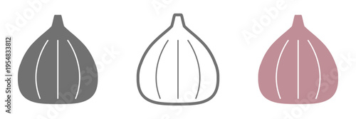 いちじくアイコンセット 白黒・線画・カラー