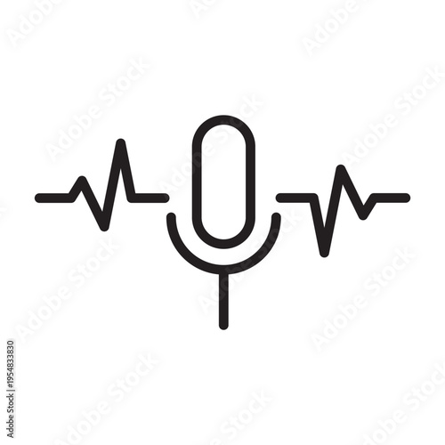Voice Pulse Microphone Line Icon. Audio Signal Outline Vector
