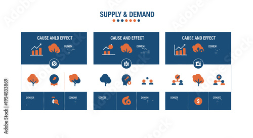 Supply and Demand Infographic: Cause and Effect, Economics, Business Growth