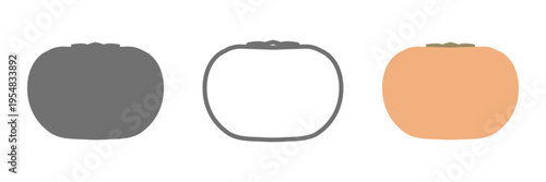 柿アイコンセット 白黒・線画・カラー