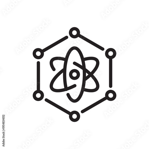 Scientific Atom Network Line Icon. Research Technology Outline Vector