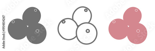 クランベリーのイラストセット 白黒 線画 カラー